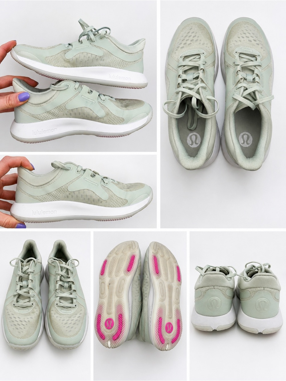 lululemon athletica Mint Green Lace-Up Running Sneakers
